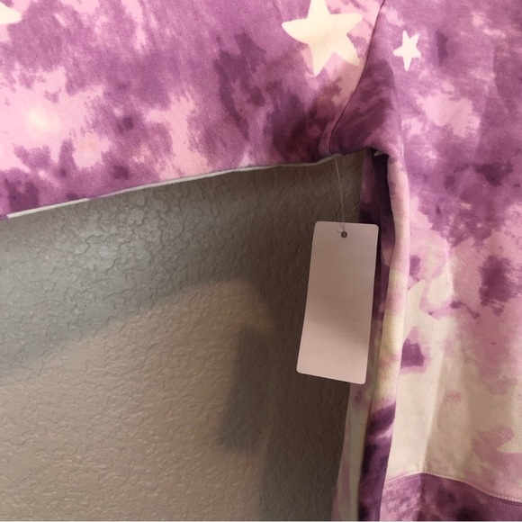 Wildfox Purple Tie Dye Star Easy Does It Pullover Sweatshirt Loungewear Large - Picture 7 of 10